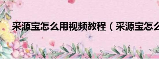 采源寶怎么用視頻教程（采源寶怎么用）