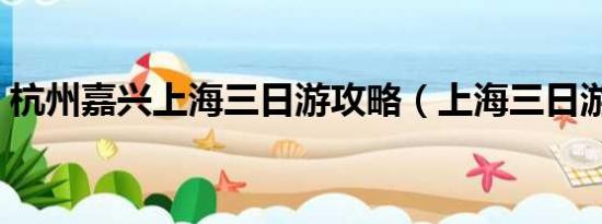 杭州嘉興上海三日游攻略（上海三日游攻略）
