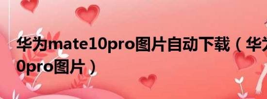 華為mate10pro圖片自動下載（華為mate10pro圖片）