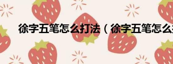 徐字五筆怎么打法（徐字五筆怎么打）