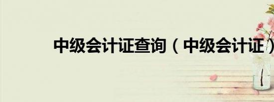 中級(jí)會(huì)計(jì)證查詢（中級(jí)會(huì)計(jì)證）