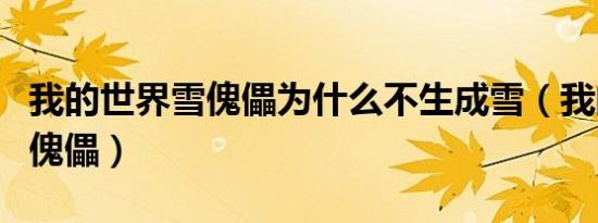 我的世界雪傀儡為什么不生成雪（我的世界雪傀儡）