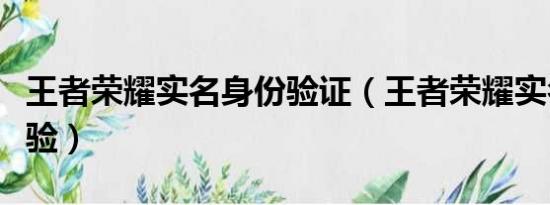 王者榮耀實(shí)名身份驗(yàn)證（王者榮耀實(shí)名認(rèn)證校驗(yàn)）