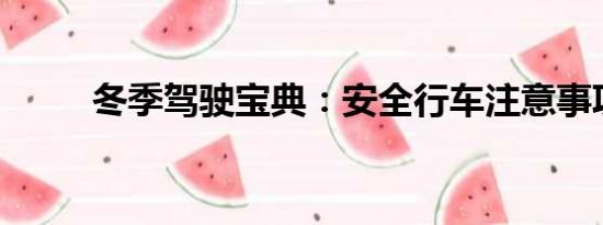 冬季駕駛寶典：安全行車注意事項