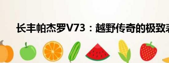 長豐帕杰羅V73：越野傳奇的極致表現(xiàn)