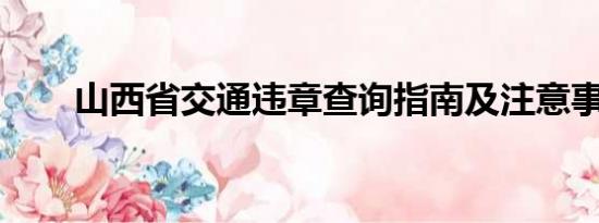 山西省交通違章查詢指南及注意事項(xiàng)